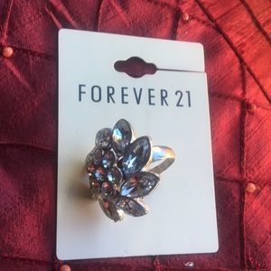 NWT bling ring size 6 silver tone clear white F21